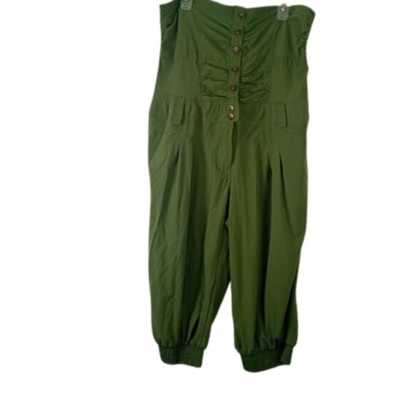 Toxik3 Paris Womens High Waist Bloomer Pants Green Smocked Tapered Plus 2X - Picture 1 of 4